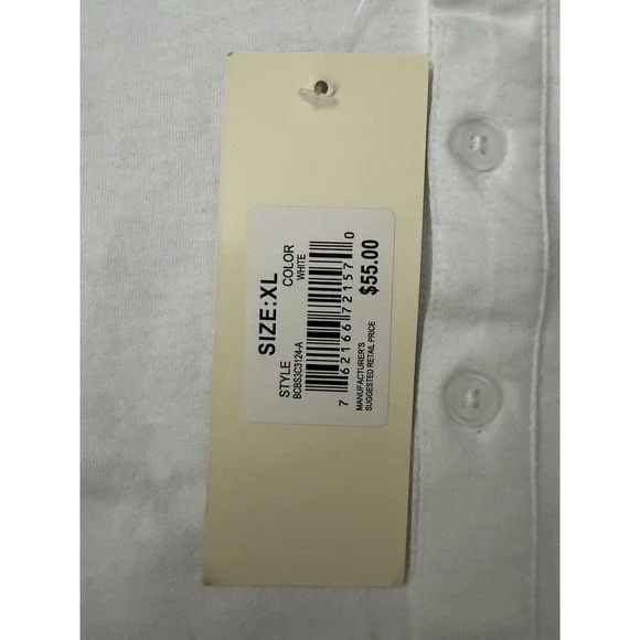 New NWT Oliver & Burke Short Sleeve Polo Shirt White Green Blue Striped XL JBHS - Picture 10 of 10